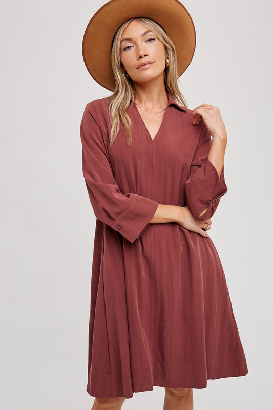 VNeck Shirt Dress