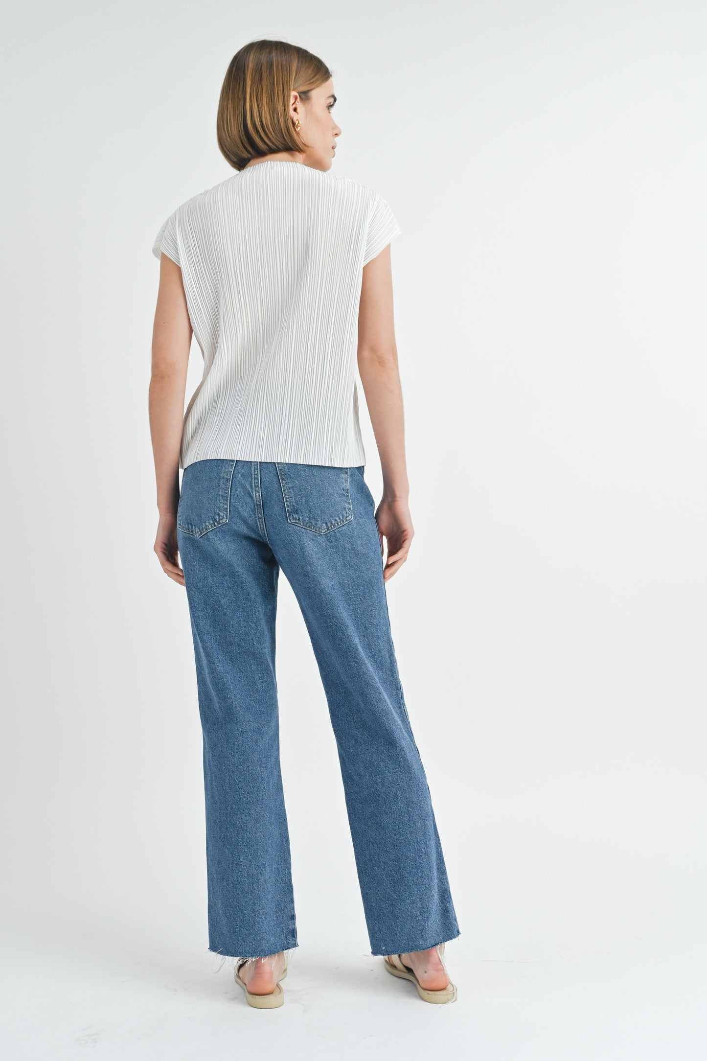 Pleat Mock Neck Top