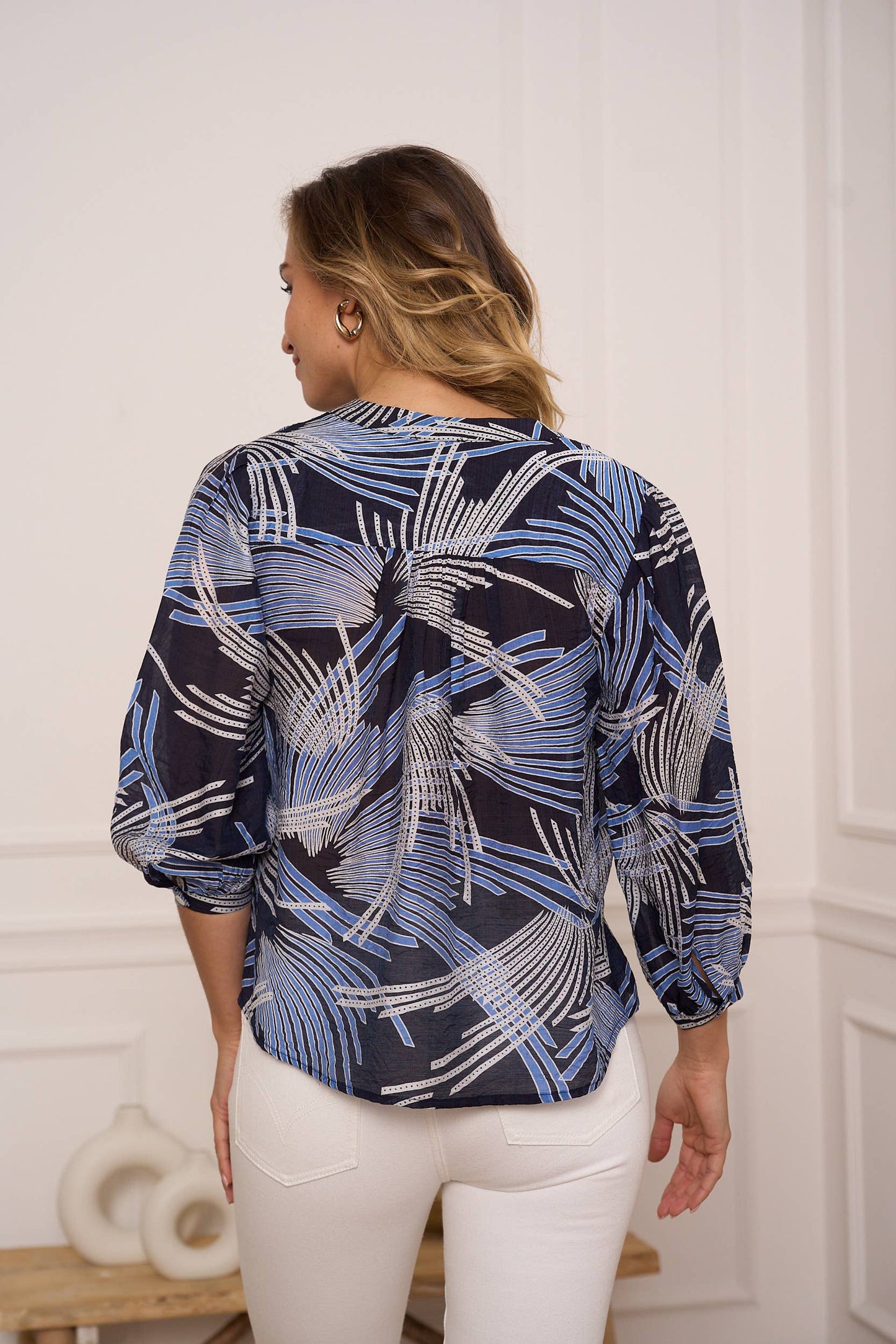 Saint Tropez printed silk shirt - CK08136: 1 S - 1 M - 1 L / Indigo Blue