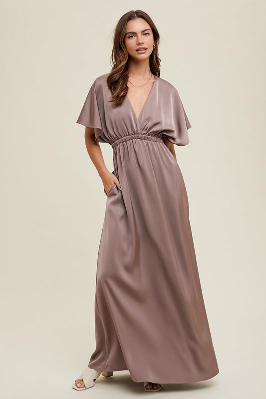 Satin Flutter Slv Maxi