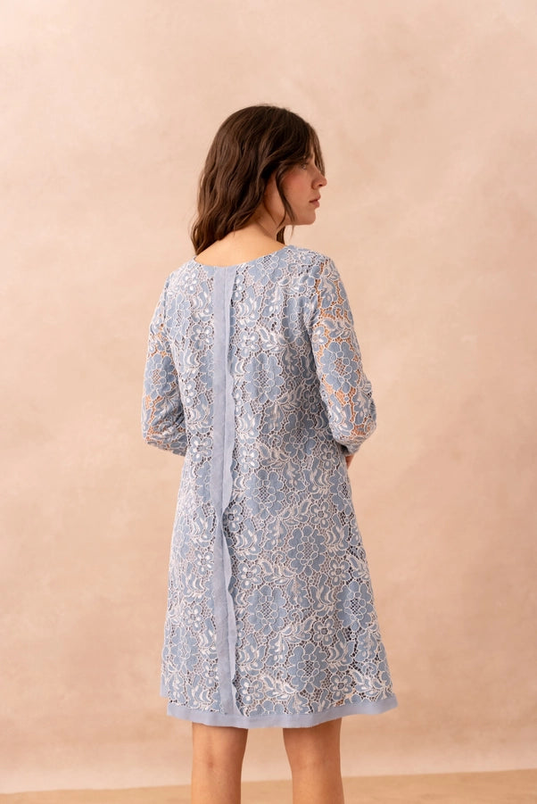 Boat neck lace dress