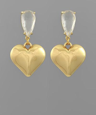 Puff Heart Drop Earring