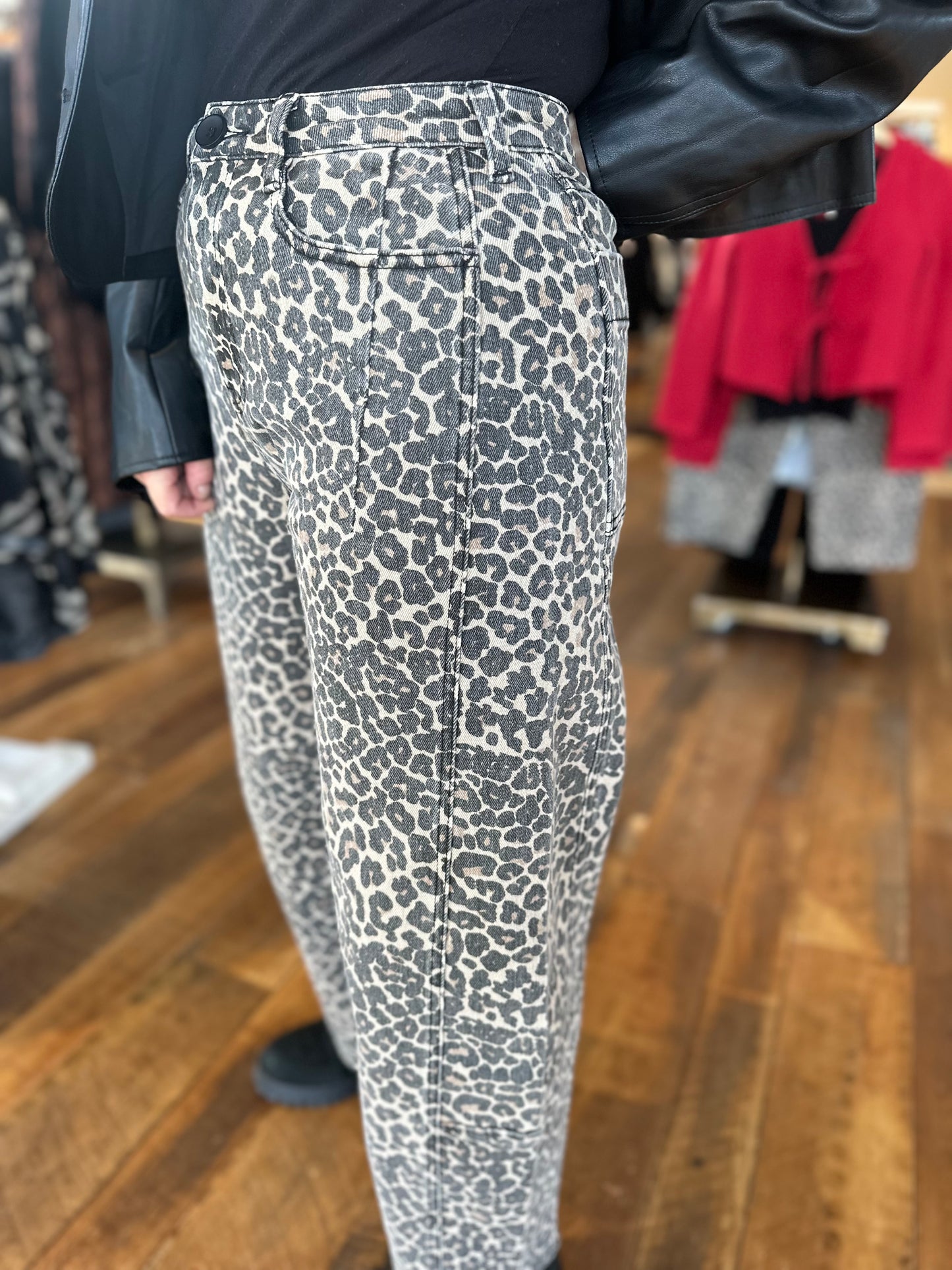 Leopard Print Barrel Pants