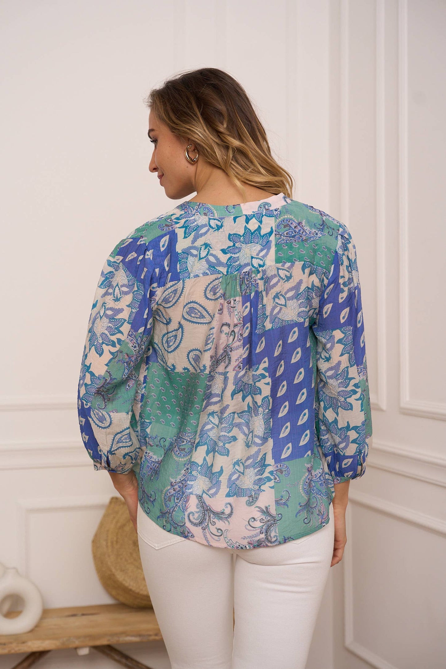 Saint Tropez printed silk shirt - CK08136: 1 S - 1 M - 1 L / Indigo Blue