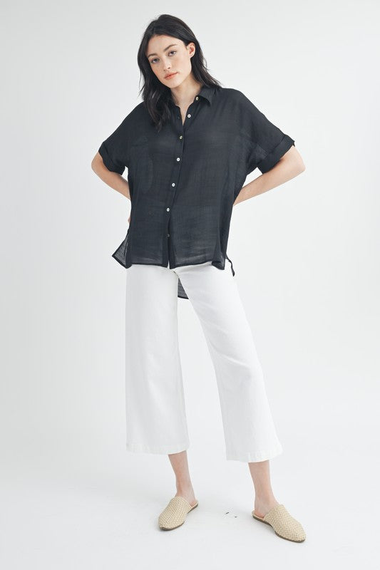 Button Down Boxy Top