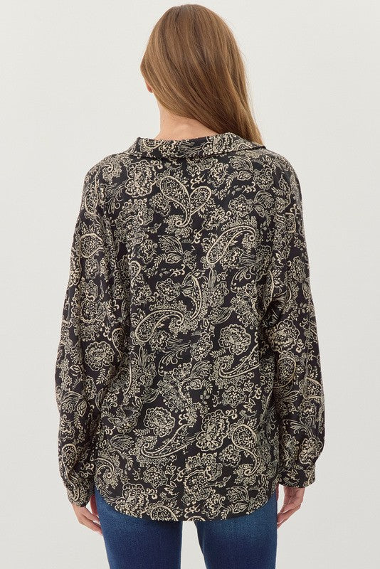 Paisley Print Collar Blouse