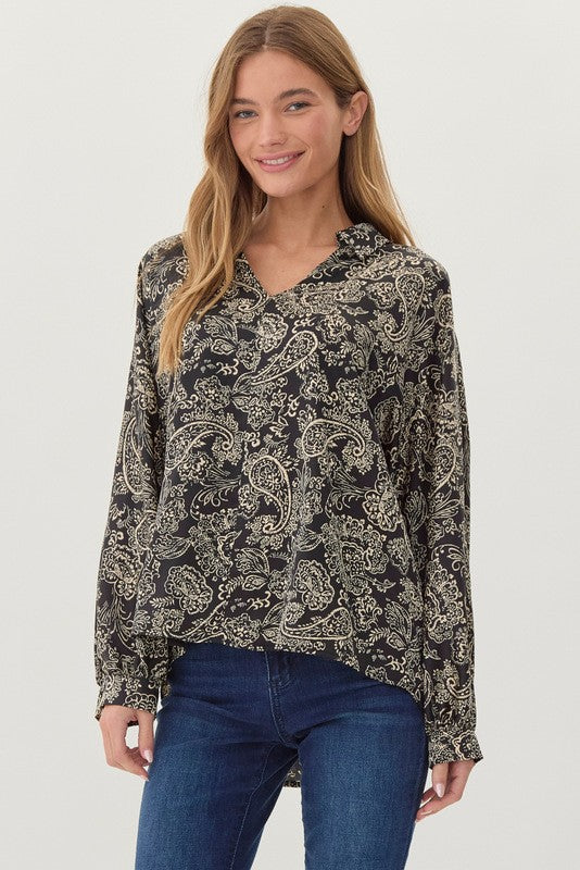 Paisley Print Collar Blouse