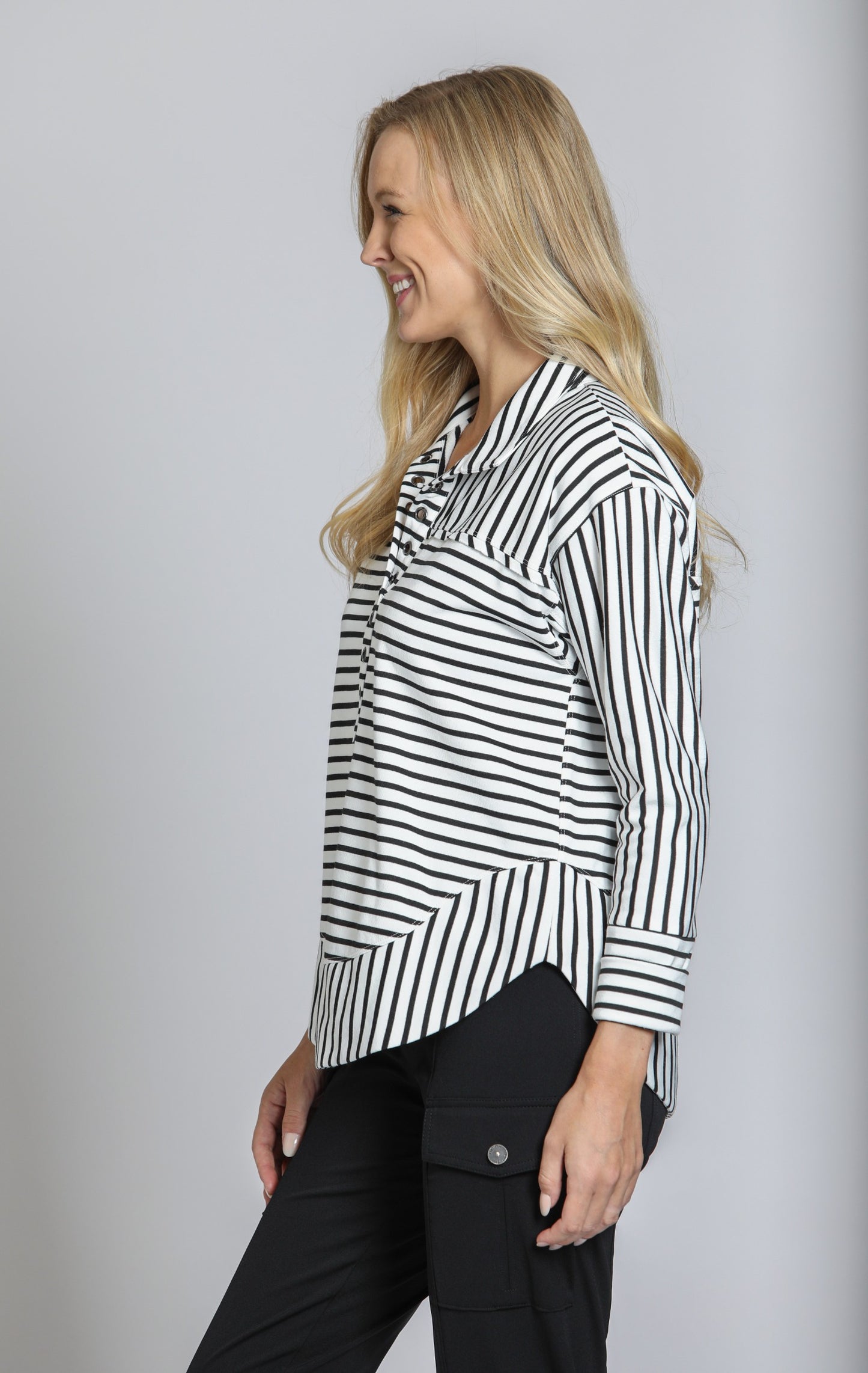 Stripe Henley W/ Grommet