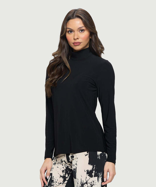 Mock neck back zip top